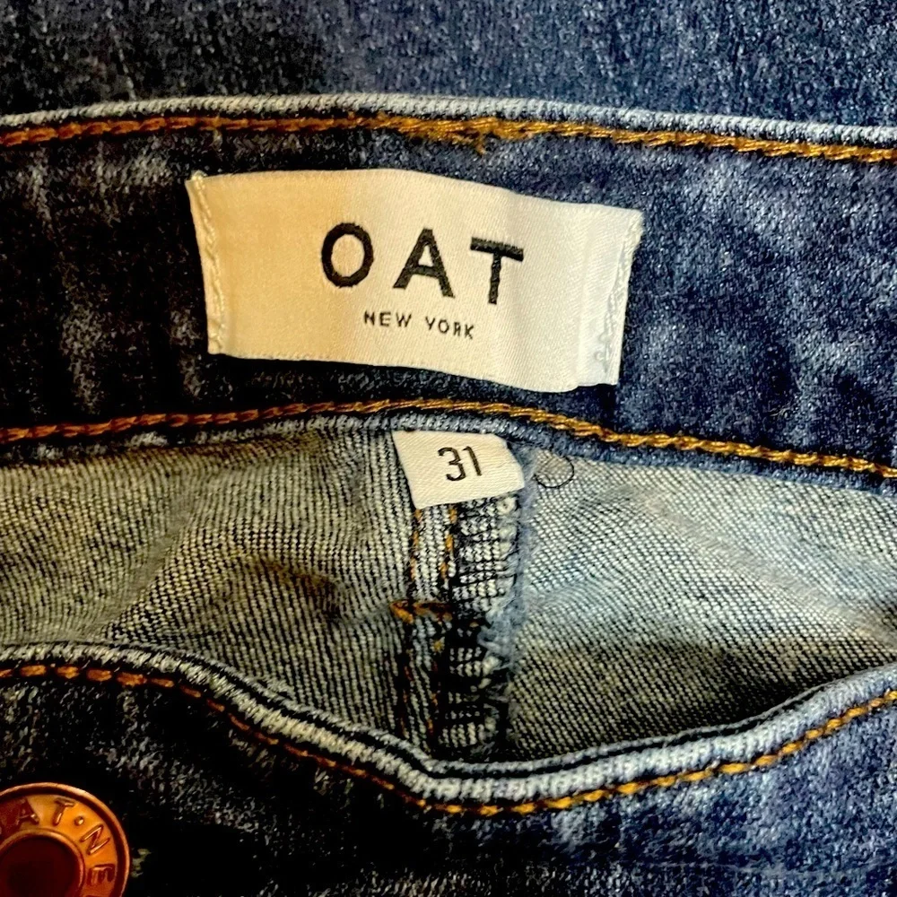 OAT New York Wide Leg Wide Hem Button Close Sailor Style Blue Denim Jean Size 29